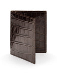 Premium Slim RFID Leather Credit Card Wallet, brown croc, front