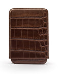 Pull apart business card holder, brown croc, front