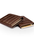 Pull apart business card holder, brown croc, inside