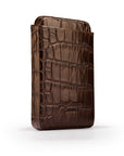 Pull apart business card holder, brown croc, back