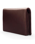 Expandable leather business card holder, brown, side
