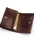 Expandable leather business card holder, brown, inside