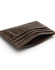 Flat woven leather card holder, brown, inside
