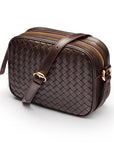 Ivy woven camera bag, brown, front