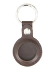 Leather air tag holder, brown, front view