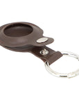 Leather air tag holder, brown, side