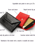 Premium leather business card holder. features and dimensions