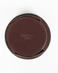 Leather drink coasters, set of 6, brown