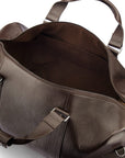 Leather duffel travel bag, brown, inside