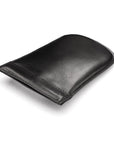 Leather key case with squeeze spring opening, black, closed