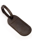 Leather luggage tag, brown, front
