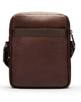 Leather messenger bag with zip, brown, back