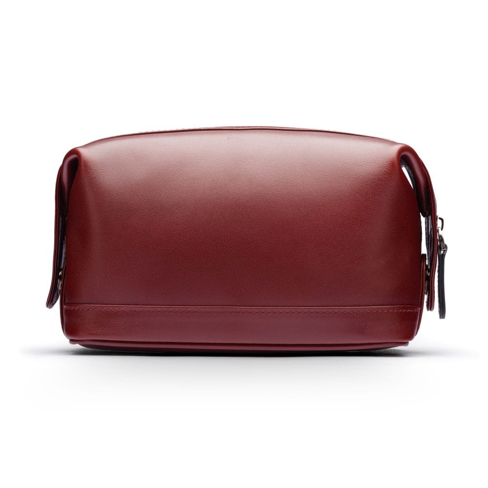 Leather wash bag, dark tan, front
