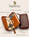 Leather Zip Around Key Case With External Coin Pocket, features and dimensions