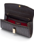 Luxury Hand-Woven Leather Melanie Clutch, Brown, inside