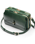 Small leather shoulder bag, green saffiano, side