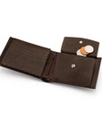 Leather coin wallet, brown pebble grain, inside