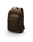 Men's leather 15" laptop backpack, brown pebble grain with gunmetal zips, side