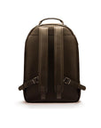 Men's leather 15" laptop backpack, brown pebble grain with gunmetal zips, back