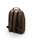 Men's leather 15" laptop backpack, brown pebble grain with gunmetal zips, back