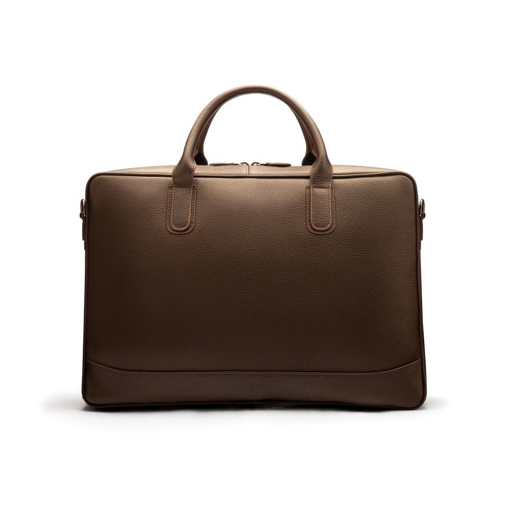 Piccadilly Leather 17 Laptop Bag Brown Pebble Grain