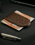 Real Ostrich Leather Magnetic Money Clip - Brown