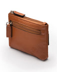 RFID Small leather zip coin pouch, tan pebble grain, back