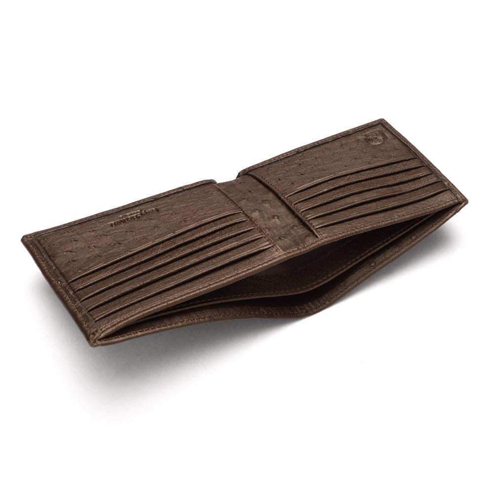 RFID wallet in ostrich leather, brown, inside