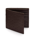 RFID wallet in ostrich leather, brown, front