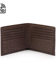 RFID wallet in ostrich leather, brown, open view