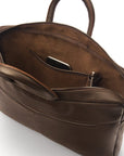 17" slim leather laptop bag, brown, inside