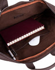 Slim Leather Laptop Bag for 15-inch Laptops, brown, inside