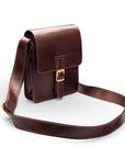 Small leather messenger bag, brown, side