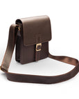 Small leather messenger bag, brown, side
