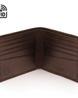 Brown Soft Leather Classic Billfold Wallet With 10 CC, open