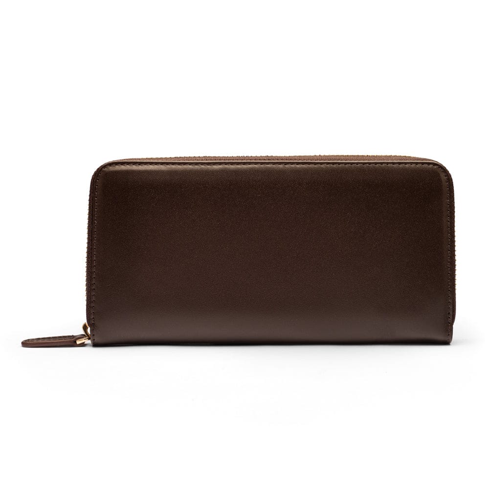 Large Leather Zip Around Purse, Brown | Large Purses | SageBrown