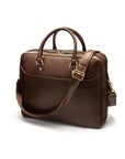Leather 17" laptop briefcase, brown, with strap