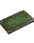 Rectangular valet tray, brown with green, flat