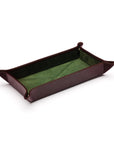 Rectangular valet tray, brown with green