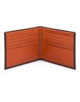 Men's RFID wallet with 10 CC, brown with orange, open