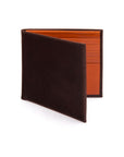 Men's RFID wallet with 10 CC, brown with orange, front