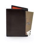 Premium Slim RFID Leather Credit Card Wallet, Soft Brown With Orange, back