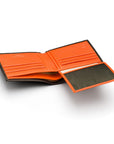 RFID leather wallet with 9 cc, brown with orange, with ID window