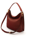 Carol Ann slouchy leather shoulder bag, burgundy., with both straps