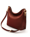 Carol Ann slouchy leather shoulder bag, burgundy, with detachable shoulder strap