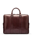 15" leather laptop bag, burgundy croc, front