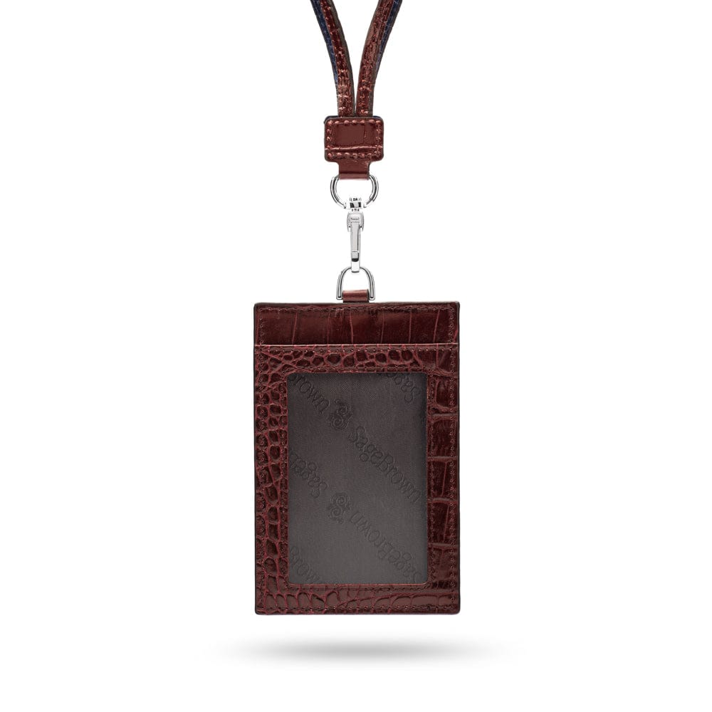 Handmade Genuine Leather ID Badge Holder With Zip Bifold Pocket And Neck Lanyard – Unisex Men Women
