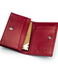 Expandable leather business card holder, burgundy, inside
