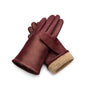 Cashmere lined leather gloves ladies, burgundy, inside lining