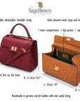 Ostrich leather Morgan bag, features and dimensions